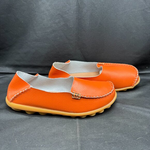 Venus Celia Women's Orange Moccasins Natural Comfort Leather Loafer Size 40(8.5) - Picture 3 of 7